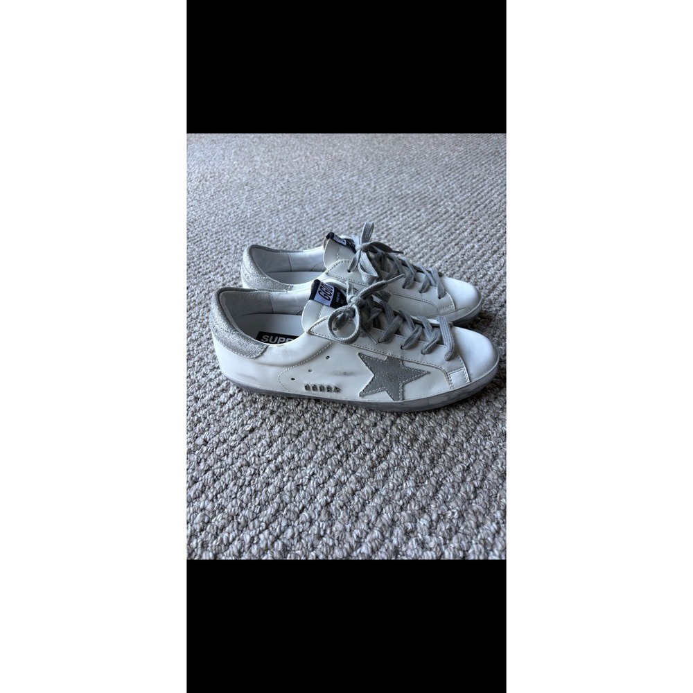 Golden Goose EU 38 US 8 Womens Sneakers White Gray Leather Star Glitter Effect - Picture 3 of 7